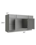 Shale Grey Shaker 60" Vanity Sink Base Cabinet with Drawers