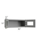 Shale Grey Shaker 30x12 Decorative Wall Cabinet with Plain Glass