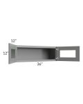 Shale Grey Shaker 36x12 Decorative Wall Cabinet with Plain Glass