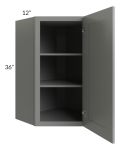 Shale Grey Shaker 24x36 Diagonal Corner Wall Cabinet