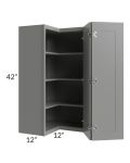 Shale Grey Shaker 24x42 Easy Reach Corner Wall Cabinet