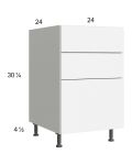 Euro Gloss White 24" 2-Drawer Range Base Cabinet with 1 False Drawer Front