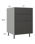 Euro Cafe 27" 2-Drawer Range Base Cabinet with 1 False Drawer Front