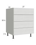 Euro White Grain 27" 3-Drawer Range Base Cabinet with 1 False Drawer Front
