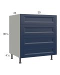Harbor Navy 30" 3-Drawer Range Base Cabinet with 1 False Drawer Front