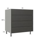 Euro Cafe 33" 3-Drawer Range Base Cabinet with 1 False Drawer Front