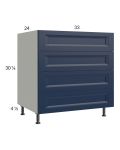 Harbor Navy 33" 3-Drawer Range Base Cabinet with 1 False Drawer Front