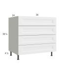 Harbor White 36" 3-Drawer Range Base with 1 False Drawer Front