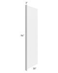Midtown White Shaker 30x96 Refrigerator End Panel with a 3" Return