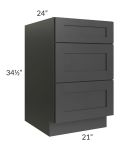 Royal Ebony Shaker 21" 3-Drawer Base Cabinet
