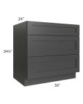 Royal Ebony Shaker 36" 3-Drawer Base Cabinet
