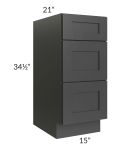 Royal Ebony Shaker 15" Vanity Drawer Base Cabinet