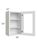 Royal White Shaker 18x30 Glass Door Wall Cabinet 