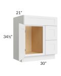 Royal White Shaker 30" Vanity Sink Base Cabinet (Drawers on Right) 