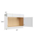 Royal White Shaker 42" Vanity Sink Base Cabinet with Drawers