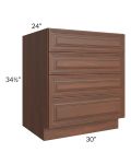 Cambridge Saddle Glaze 30" 4-Drawer Base Cabinet