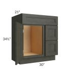 Charlotte Dark Grey 30x21 Vanity Sink Base Cabinet (Door on Left)