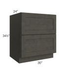 Charcoal Grey Shaker 30" 2-Drawer Base Cabinet