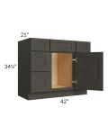 Charcoal Grey Shaker 42" Vanity Base Cabinet