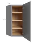 Grey Shaker 24x42 Wall Diagonal Corner Cabinet 