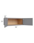 Grey Shaker 36x15x24 Wall Cabinet 