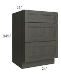Charlotte Dark Grey 24" Vanity 3-Drawer Base Cabinet