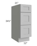 Dove Grey Shaker 12" Drawer Base Bathroom Vanity Cabinet