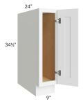 Brilliant White Shaker 09" Base Tray Cabinet