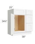 Brilliant White Shaker 30" Vanity Base Cabinet 