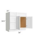 Brilliant White Shaker 36" Vanity Base Cabinet