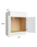Brilliant White Shaker 27" Vanity Base Cabinet