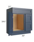 Midtown Blue Shaker 30" Vanity Sink and Drawer Combo (Drawers on Right)