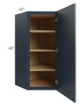 Midtown Blue Shaker 24x42 Diagonal Corner Wall Cabinet