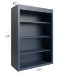 Midtown Blue Shaker 30x42 Wall Open Shelf Cabinet