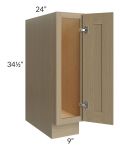 Royal Natural Shaker 9" Full Height Door Base Cabinet