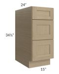 Royal Natural Shaker 15" 3-Drawer Base Cabinet