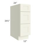 Linen Shaker 12" 3-Drawer Base Cabinet