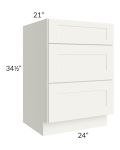 Linen Shaker 24" 3-Drawer Vanity Base Cabinet