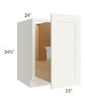 Linen Shaker 15" Full Height Door Base Cabinet with Single Trashcan Pullout