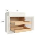 Linen Shaker 30" Base Cabinet with 2 Rollout Trays