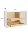 Linen Shaker 33" Full Height Base Cabinet with 2 Rollout Trays