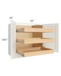 Linen Shaker 33" Full Height Base Cabinet with 3 Rollout Trays