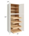 Linen Shaker 30x84x24 Wall Pantry Cabinet with 4 Rollout Trays