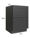 Madison Black Shaker 24" 2-Drawer Base Cabinet