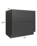 Madison Black 36" 2-Drawer Base Cabinet