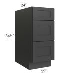 Madison Black Shaker 15" 3-Drawer Base Cabinet - Low stock through mid April