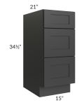 Madison Black Shaker 15" 3-Drawer Vanity Base Cabinet