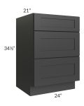 Madison Black Shaker 24" 3-Drawer Vanity Base Cabinet