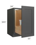 Madison Black Shaker 15" Full Height Door Base Cabinet with Single Trashcan Pullout