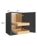 Madison Black Shaker 21" Full Height Door Base Cabinet with 2 Rollout Trays